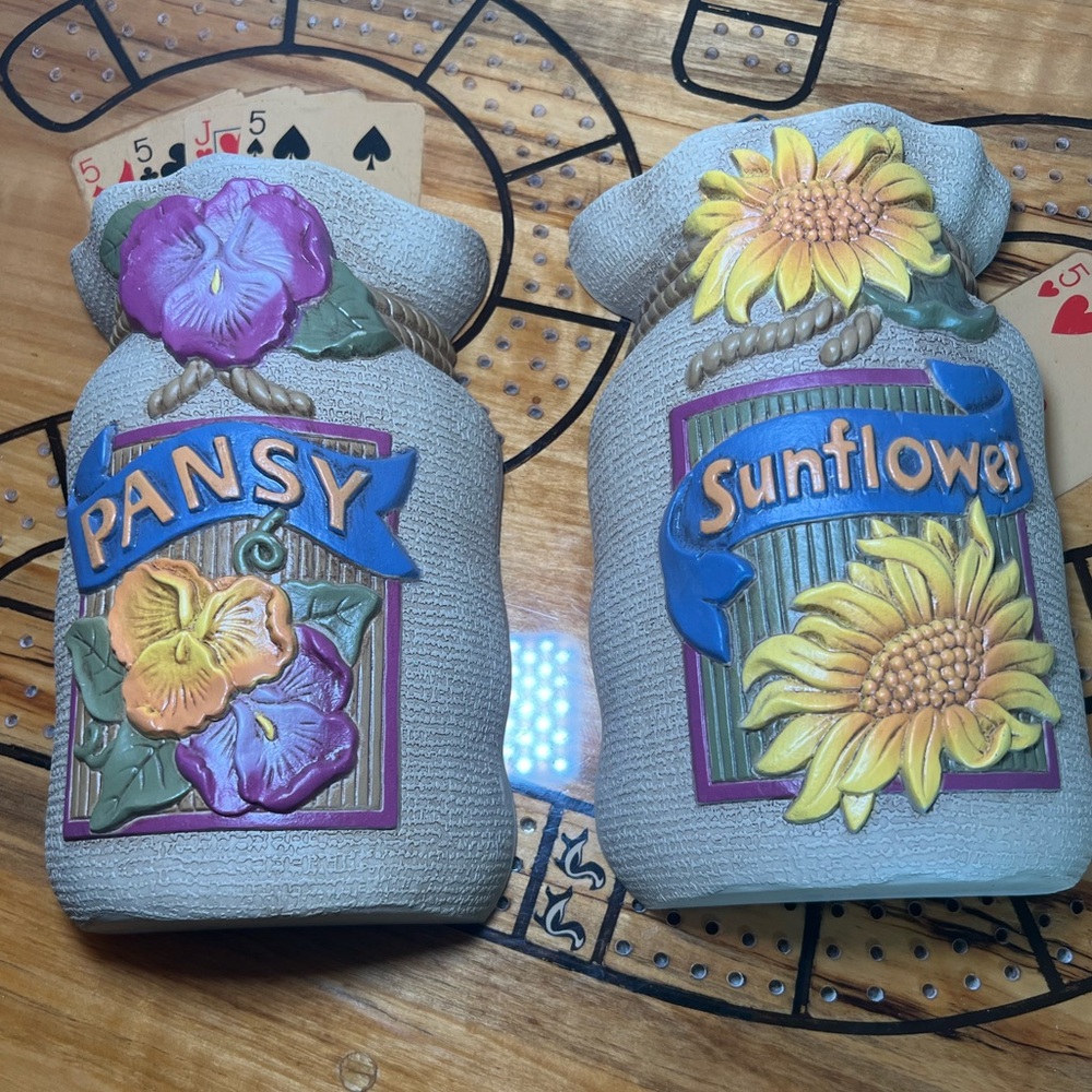 Home Interiors wall planters. Pansy and sunflower in VG used condition.